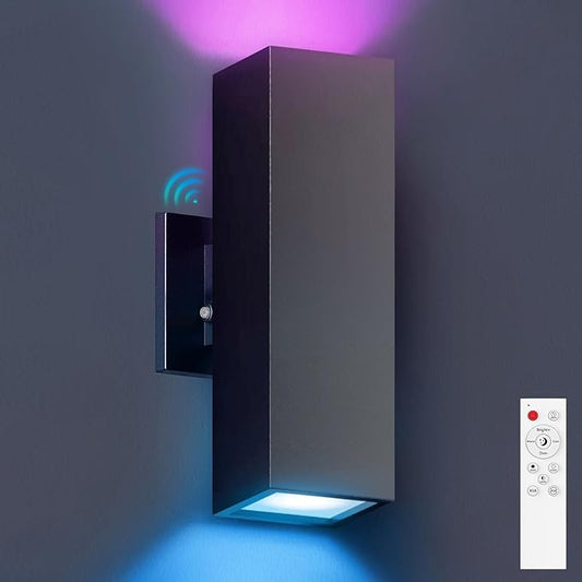 KIZON Outdoor Wall Light RGBCW Smart Porch Lights with Remote Control, Dusk to Dawn Outdoor Light Fixture Wall Mount for House, Compatible with Alexa Google Assistant, ETL Listed