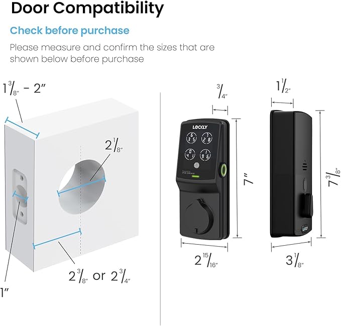 Lockly Secure Plus, Keyless Entry Door Lock, Smart Locks for Front Door, Smart Lock Deadbolt, PIN Genie® Keypad, 3D Biometric Fingerprint Sensor, Auto Lock Smart Door Lock (Matte Black)