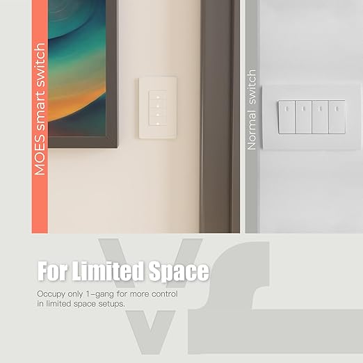 MOES Zigbee Smart Switches, No Neutral Wire, Require MOES Zigbee Hub Inteligente Single Pole Light Switch, Compatible with Alexa Google Assistant, Support Tuya Smart Life