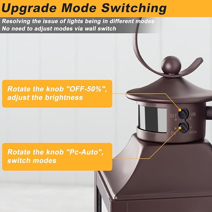 Oil Rubbed Bronze Motion Sensor Outdoor Light, 16" Dusk to Dawn Outdoor Lighting, Exterior Wall Sconce Waterproof, Large Brown Outside Lamp for House, Modern Wall Mount Porch Lantern 3 Modes, 1 Pack