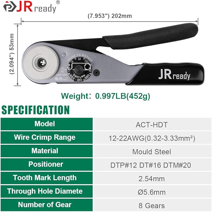 JRready 25Pcs ST2173 Deutsch Connectors Tool Kit, ACT-HDT Crimp Tool for Deutsch Size 12#16#20# Solid Contact Connectors with Deutsch Pin Removal Tools Kit for 4#8#12#16#20# Contacts
