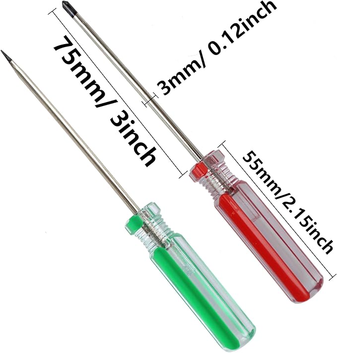 4PCS Magnetic Screwdriver Set, 3mm Magnetic Phillips & Slotted Bits Screwdriver Set, with 3 Inch Steel Shaft and Comfortable Handle for DIY Repairing, Red/Green