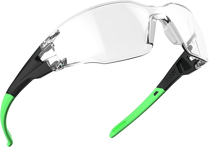 DILANCO Clear Safety Glasses Goggles, Adjustable Frames and Scratch-Resistant with No-Slip Grips Safety Glasses for Women Men