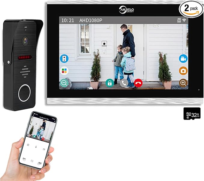 Wired Video Doorbell Apartment Intercom System with 1080P HD Camera,10 Inch Touch Monitor,TUYA WiFi Smart Home Video Intercom Door Phone Kits for Home Villa,32G (1 doorbell+1 Monitor)