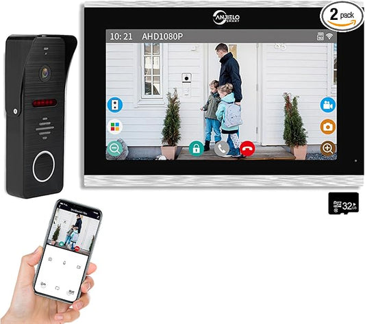 Wired Video Doorbell Apartment Intercom System with 1080P HD Camera,10 Inch Touch Monitor,TUYA WiFi Smart Home Video Intercom Door Phone Kits for Home Villa,32G (1 doorbell+1 Monitor)