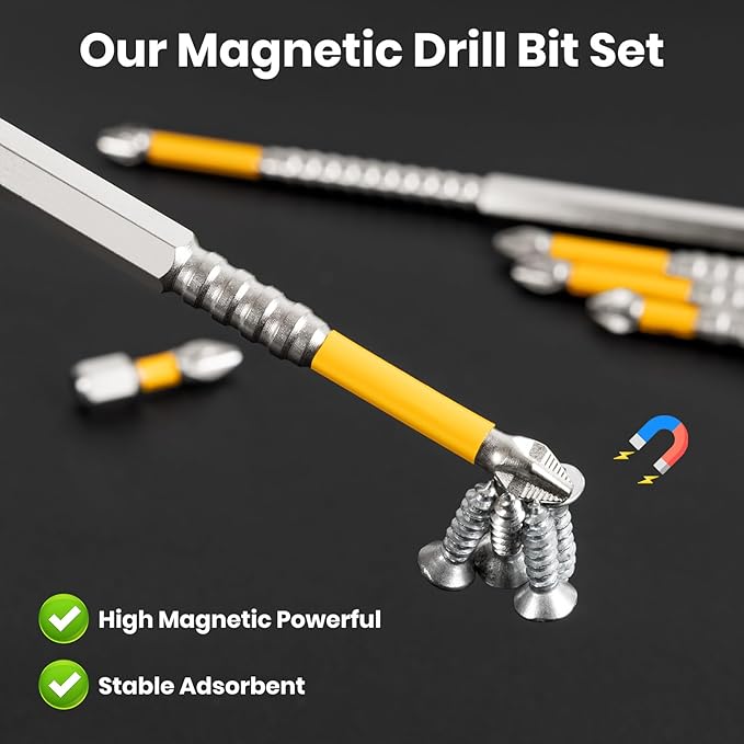 High Magnetic Screwdriver Drill Bit Set, K5 Impact Resistant Non Slip Bit, Strong Magnetic Drill Bit Set, Anti-Slip Magnetic Electric Screwdriver Set, 25 50 65 70 90 150mm (6Pcs)