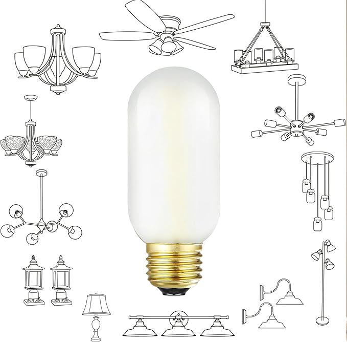 Leools E26 Frosted Edison Bulb 4W Equivalent E26 LED Bulb 40 Watt Dimmable Neutral White 4000K E26 Light Bulb AC120V 400lm Tubular T14 T45 LED Bulb for Pendant,Sputnik,Vanity,Pack of 6