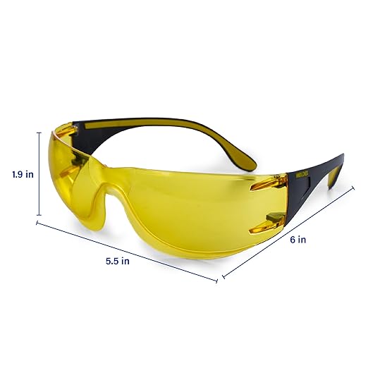 Adapt Moldex Safety Glasses (5002A-1), Amber Lens with Gray/Amber Temples, ANSI Z87.1 Certified, Anti-Fog, Scratch & UV Resistant, Unisex PPE Work Eyewear Protection for Men and Women (12-Pack)