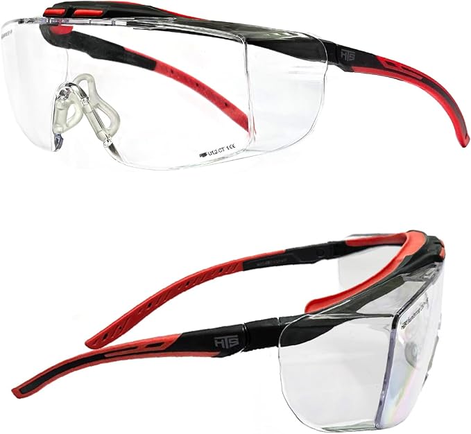 HUNTERSKY ANSI Z87 Anti Fog Lab Safety Glasses Fit Over Eyeglasses Up to 1.88 inch 100% UV Protective Goggles