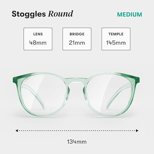 Stoggles Round Z87.1 Certified Polycarbonate Safety Glasses, Scratch & Shatter-Proof, Blue-Light & UV Blocking Lens, Top & Side Shields, Anti-Fog Dip Coated, Durable, Protective & Stylish Eyewear