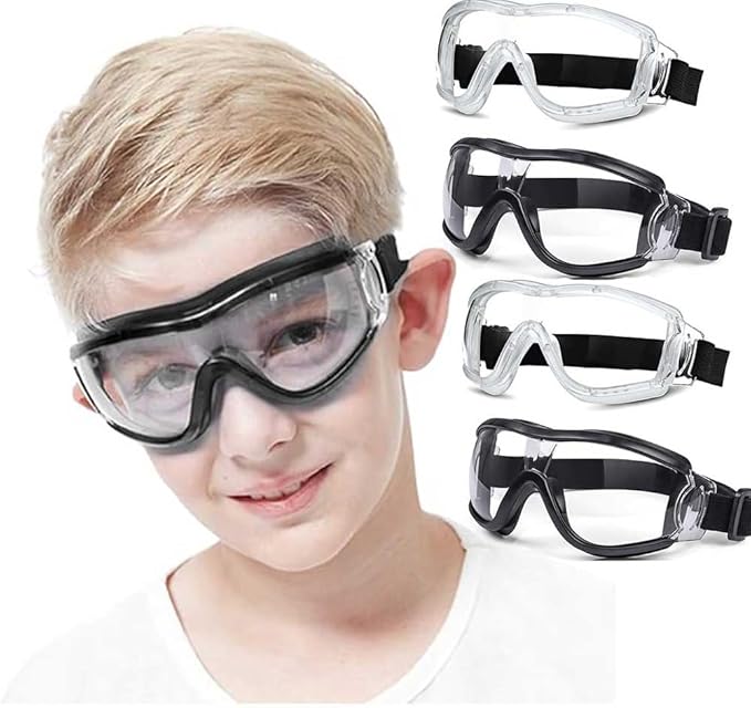Kids Safety Goggles, Toddler Safety Glasses With UV Anti-Fog,Clear Lens Glasses Cleaning Cloth Included