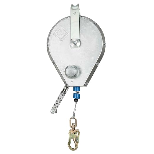 Peakworks Fall Protection Overhead Self Retracting Device w/Recovery (SRDR) - 130 ft Single Leg Cable w/Snap Hook - Certified ANSI Z359.14-2021 SRL-R Class 1 (Available in Multiple Lengths & Styles)