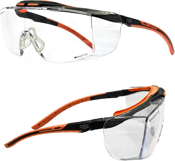 HUNTERSKY ANSI Z87 Anti Fog Lab Safety Glasses Fit Over Eyeglasses Up to 1.88 inch 100% UV Protective Goggles