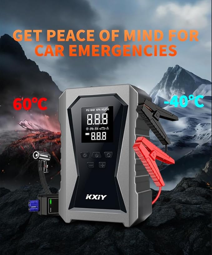 Air Jump Starter with Air Compressor, Car Battery Jumper Starter Portable (6.0 Gas/3.0L Diesel) with 150PSI Cordless Auto-Shutoff Tire Inflator, 12V Battery Charger Booster