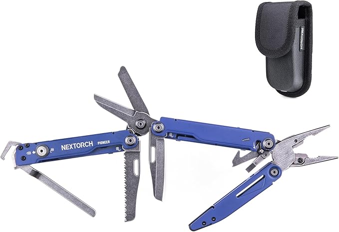 NEXTORCH PIONEER MT20 14-IN-1 Multi-tools Full-Size,Versatile Multi-tool Set with Scissors Needle Nose Pliers Pocket Clip Multi-tool for DIY Home Garden Outdoors Everyday Carry Men Gift Color (BLUE)