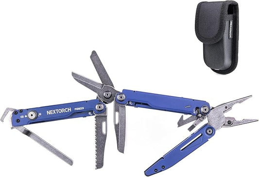 NEXTORCH PIONEER MT20 14-IN-1 Multi-tools Full-Size,Versatile Multi-tool Set with Scissors Needle Nose Pliers Pocket Clip Multi-tool for DIY Home Garden Outdoors Everyday Carry Men Gift Color (BLUE)