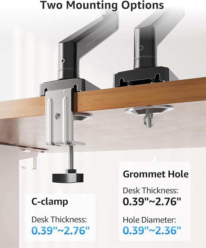 MOUNTUP Laptop Stand for Desk, 2-in-1 Monitor Mount with Laptop Tray Holds 4.4-22lbs, Adjustable Laptops Arm Mount for Max 17" Notebook & 32" Monitor, Laptops Desk Arm with Clamp/Grommet