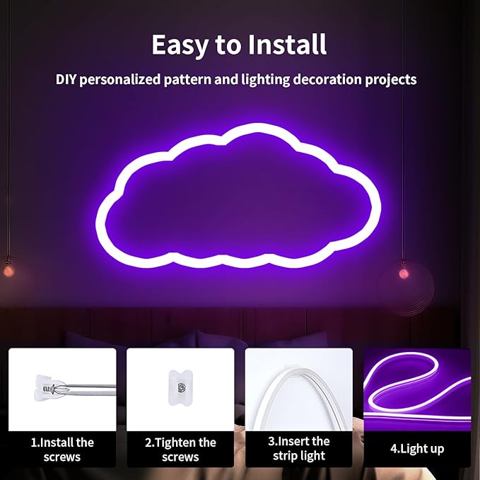 iNextStation 12V Purple LED Strip Lights 16.4FT, Flexible Silicone Neon Rope Light, Waterproof, Cuttable, Dimmable & Linkable, for Cabinet, Ceiling, Wall, Bedroom, Kitchen, Garage (No Adapter)