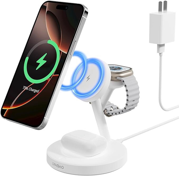 2025 3 in 1 Charging Station for Apple iPhone AirPods Watch with Mag-Safe Charger Wireless Charger Stand for iPhone 1716 15 14 13 12 Series AirPods iWatch Series - Gifts for Wife & Husband