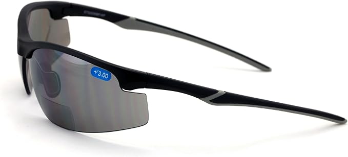 V.W.E. Bifocal High Performance Protective Safety Glasses Light Mirror Tint Bifocal - Reader - Sunglasses Ansi Z87.1 (Matte Black, 4.00)
