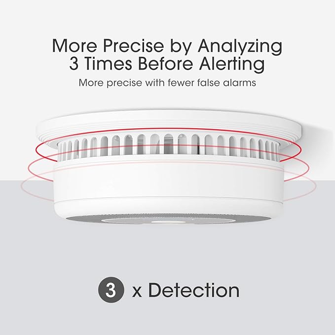X-Sense 10-Year Battery Combination Smoke Carbon Monoxide Alarm Detector with Large LCD Display, Standalone Model, 5-Pack