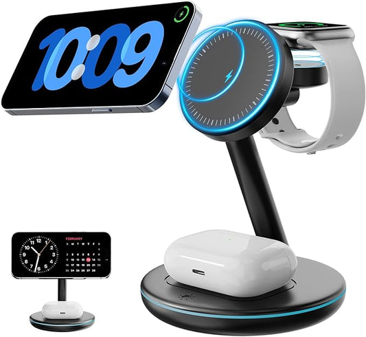 2025 3 in 1 Charging Station for Apple iPhone AirPods Watch with Mag-Safe Charger Wireless Charger Stand for iPhone 17 16 15 14 13 12 Series AirPods iWatch Series - Gifts for Wife & Husband
