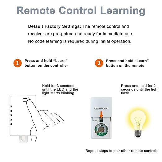 Wireless Light Switch, Remote Light Switch Compatible with Alexa, Smart Wireless Dimmer Switch and Receiver, Wall Lighting Fixture for Ceiling Lights, Fans, Lamps
