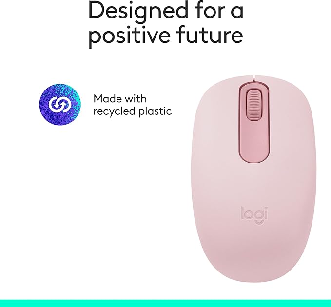 Logitech M196 Bluetooth Wireless Mouse, Compact and Portable Mouse for Laptops, Tablets and More, 12-Month Battery, Smooth Tracking, Compatible with PC and Mac, Windows and macOS - Rose
