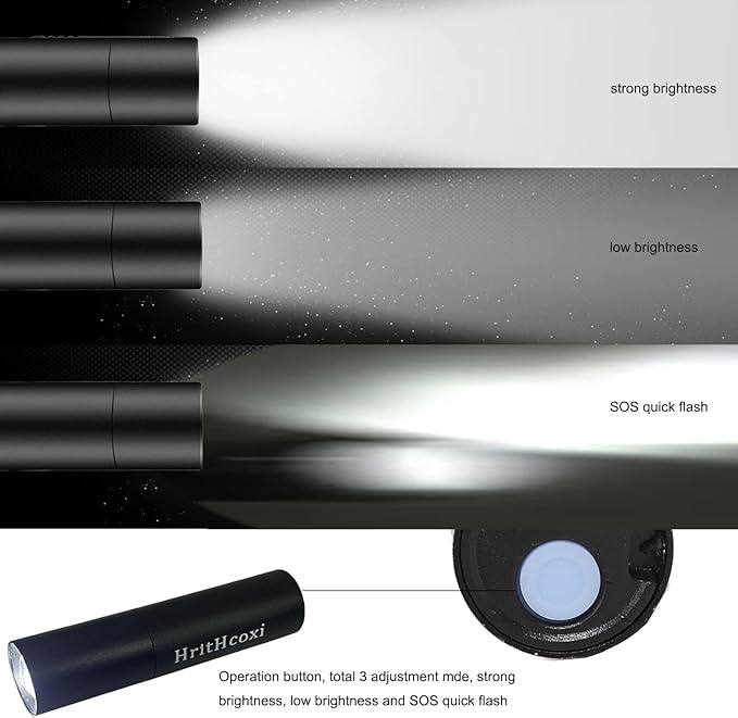 Rechargeable Mini LED Flashlights, 6pcs High Brightness Flash Light with Lithium Battery 3 Mode XPE 1200 Lumen Waterproof Zoomable Torch with USB Cable for Camping, Hiking, Riding, etc