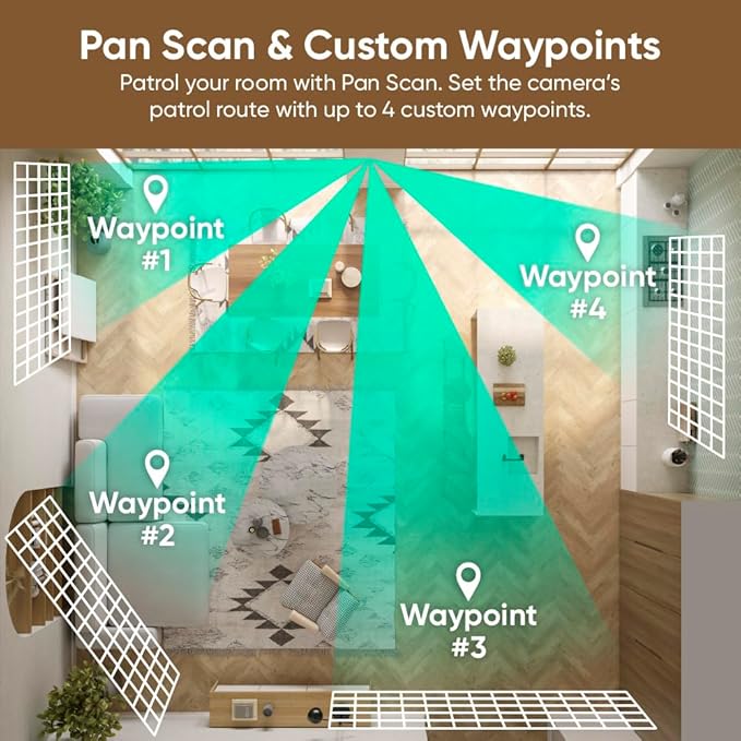 WYZE Duo Cam Pan Indoor/Outdoor IP65 2K 360° Pan/Tilt Smart Home Security Camera with Color Night Vision, Compatible with Alexa & Google Assistant, White