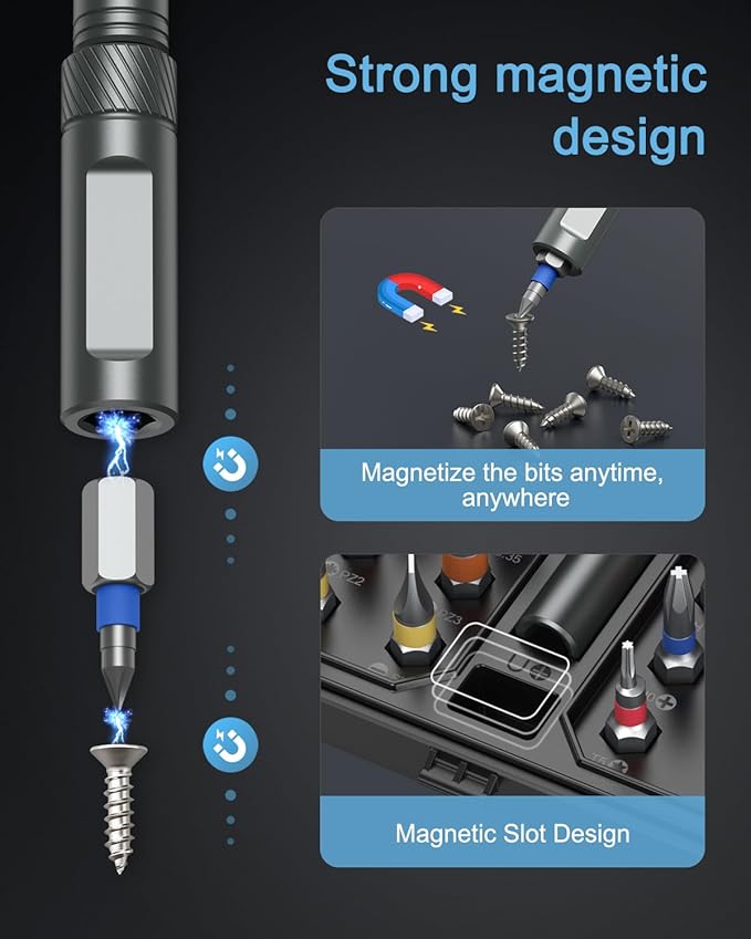 2025 New 34 in 1 Magnetic Screwdriver Set, DIY Ratchet Screwdriver Set with 32 PCS Bits, T Handle, Storage Case, Portable Repair Tool Kit for Men Furniture, Electronics, Computer, Bicycle