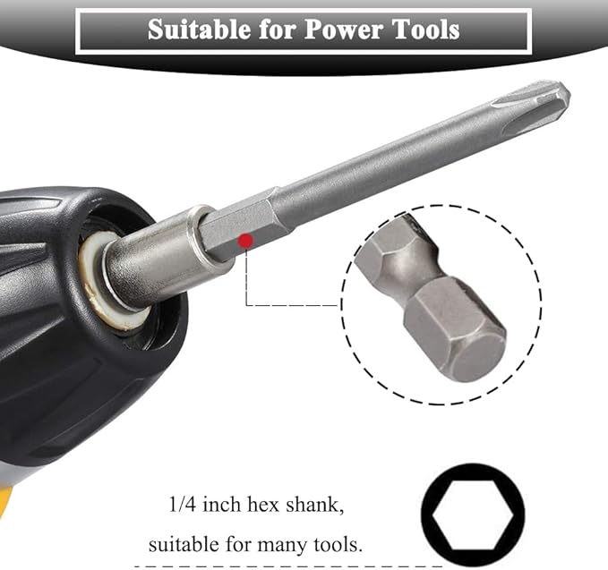 10Pcs 50mm Magnetic Screwdriver Bit Sets Phillips and Slotted Screwdriver Bit 1/4 Inch Hex Shank Drill Bit S2 Steel