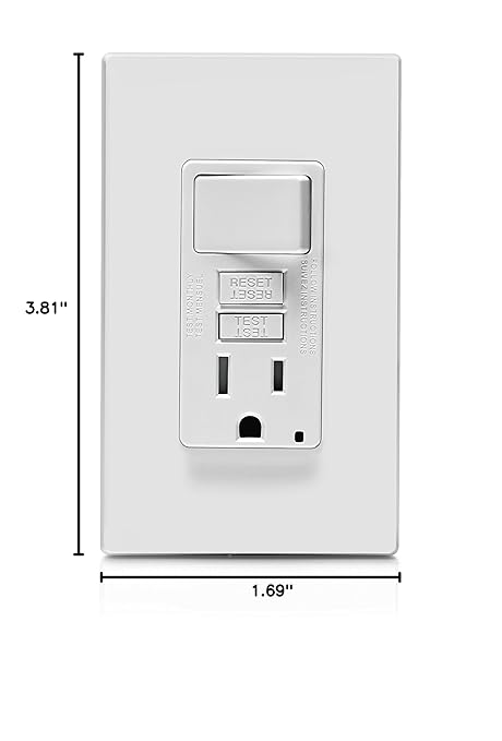 Leviton GFCI Switch Outlet Combo, 15 Amp, Self Test, Tamper-Resistant with LED Indicator Light, Saves Space, GFSW1-W, White