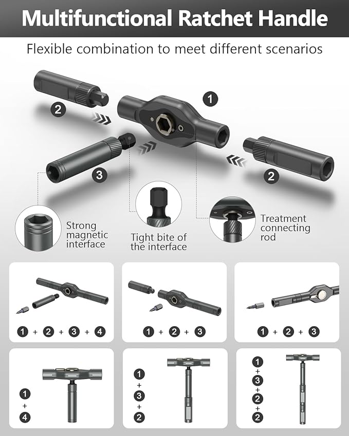 ORIA 42 in 1 Screwdriver Set, Magnetic Ratchet Screwdriver Kit with Ratchet Handle, 40 Precision Bits & Portable Case, DIY Repair Tool Kit for Electronics, Bike, Furniture, Computer, Phone, Black