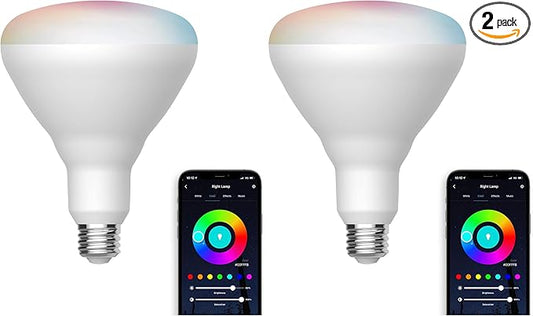 Satco S11284 Starfish WiFi-Control BR40 LED Color-Changing and Tunable White Smart Light Bulb, 12 Watts, 2700K-5000K (Pack of 2)