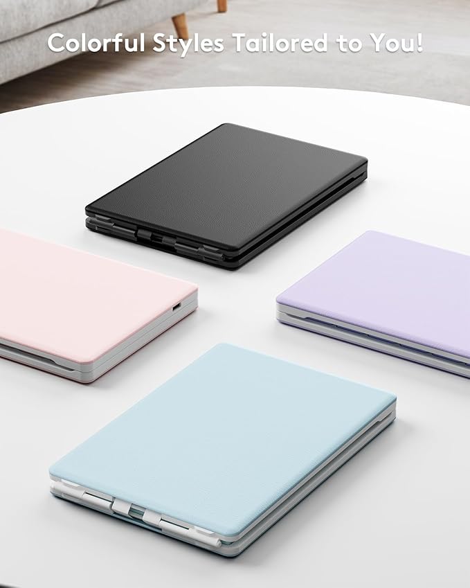 Samsers Bluetooth Foldable Keyboard, Wireless Portable Folding Keyboard, Full-Size Ultra-Slim Rechargeable Connect Up to 3 Devices for iOS Android Windows Phone Tablet and Laptop, Blue