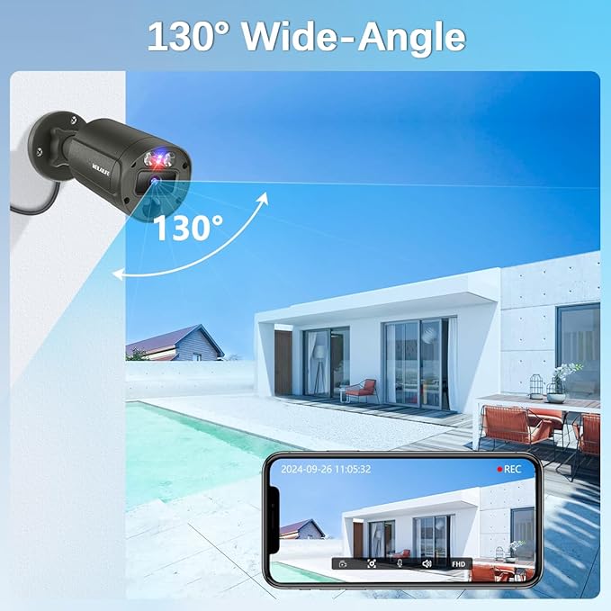【Flashing LEDs Visual Alert】 Wired Security Camera System, Wired Cameras for Home Security, NVR Security Camera System,Home Video Surveillance System