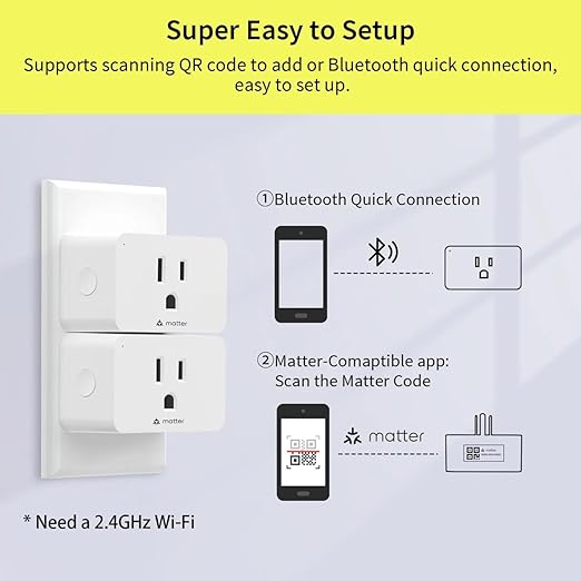 Minoston Matter Smart Plug, Compatible with Alexa, Apple Home, Google Home, SmartThings, Compact Desgin, WiFi Plugs Outlet, Protect Privacy, 2.4G Wi-Fi Only, White, 4 Pack (MP25M)