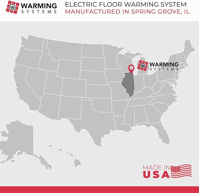 10 Sqft 120V Electric Radiant Floor Heating Kit – Includes Heating Cable, Programmable Thermostat, Sensor, Cable Guides, Installation Monitor and Under Tile Heated Floors