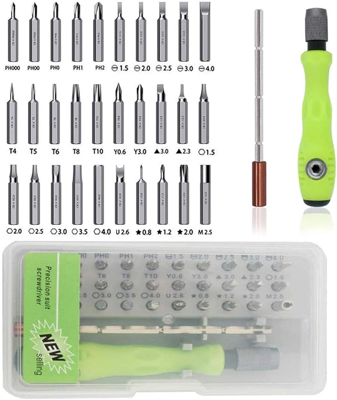 Buspoll Mini Screwdriver Set, Magnetic Precision Screwdrivers Bit Set (Star, Y, Torx, Triangle, Phillips, Slotted, U, Hex Heads) Repair Tools Kit for Glasses Laptop Phone Watch Toys
