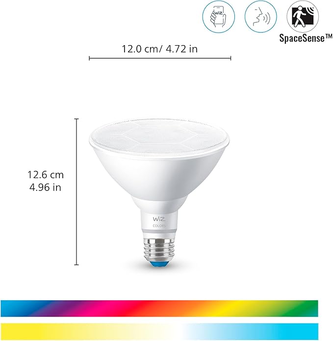WiZ Connected 120W PAR38 LED Smart Light Bulbs - Connects to Your Wi-Fi - E26 Smart Bulb - Control with Voice or App + Activate with Motion - Matter Compatible - 3 Pack