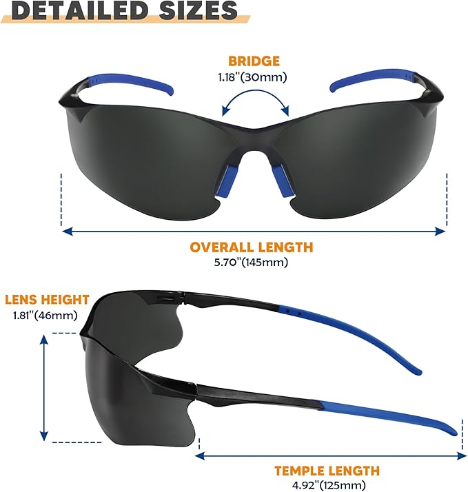 Safety Glasses Tinted 24 Pack, Protective Eyewear for Men Women UV Protection ANSI Z87.1, Safety Sunglasses Bulk Scratch Impact Resistant Eye Protection with Nose Pads for Construction Work Smoke