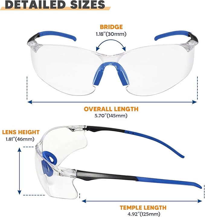 Clear Safety Glasses 12 Pack, Protective Eyewear UV Protection ANSI Z87.1, Safety Goggles Scratch & Impact Resistant, Eye Protection with Nose Pads for Men & Women Construction, Shooting, Lab Work