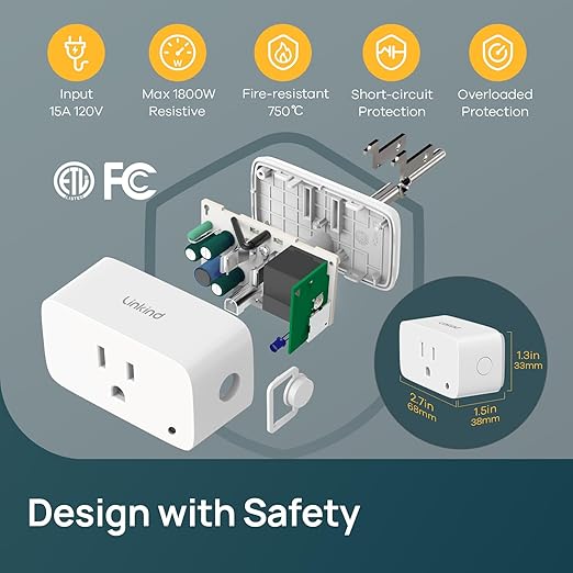 Linkind Matter Smart Plug with LED Night Light, Work with Alexa, Apple Home, Google, Smart Outlet 15A/1800W, Dusk to Dawn, Plug in Wall, Timer&Schedule, ETL&FCC Certified, 2.4GHz Wi-Fi Only, 4 Pack