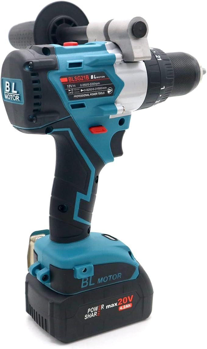 Vikky 20V cordless hammer/drill/drive offers 3 speed variations, powered by brushless motor and drill bit held in place by a heavy duty 1/2" ratchet chuck