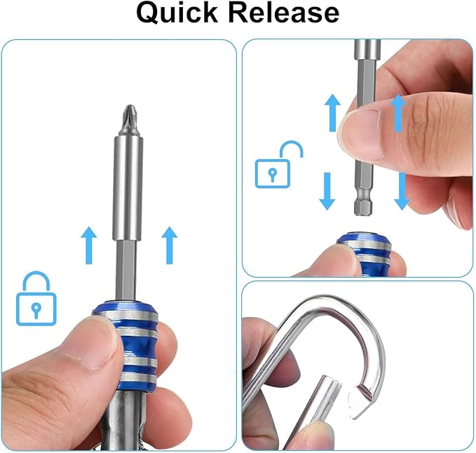Linkstyle 10PCS 1/4 Inch Hex Shank Screwdriver Bits Holder Extension Bar Keychain Screw Adapter Drill Fast Change Portable Hand-held Bit Holder for Electric Screwdrivers and Drill Bit (5 Colors)