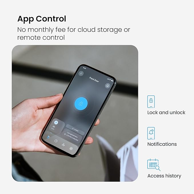 Lockly Secure Plus, Keyless Entry Door Lock, Smart Locks for Front Door, Smart Lock Deadbolt, PIN Genie® Keypad, 3D Biometric Fingerprint Sensor, Auto Lock Smart Door Lock (Matte Black)