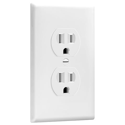 ENERLITES Duplex Outlet and Wall Plate Bundle, Tamper-Resistant Electrical Receptacle, 15A 125V, Self-Grounding, 2-Pole, UL Listed, 61581-TR-WWP, White