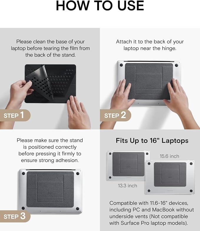 MOFT Laptop Stand for Desk, Adhesive MacBook Computer Stand with 2 Adjustable Viewing Angles, Foldable and Portable Laptop Riser Compatible with 11"-16" Laptops, Navy Blue(Adhesive Version)