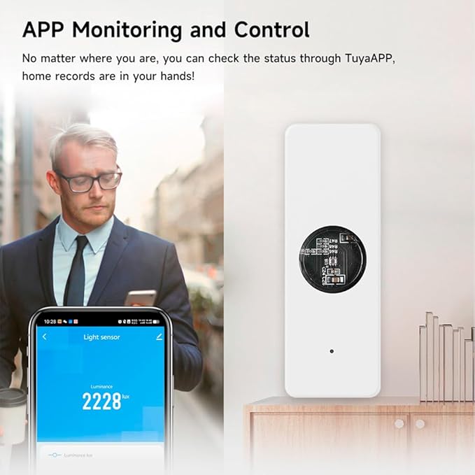 ZigBee Luminance Sensor Tuya Smart Light Sensor Linkage Control Brightness Sensor Work with Tuya Device Compatible with Alexa Google Assistant,Zigbee Hub Required